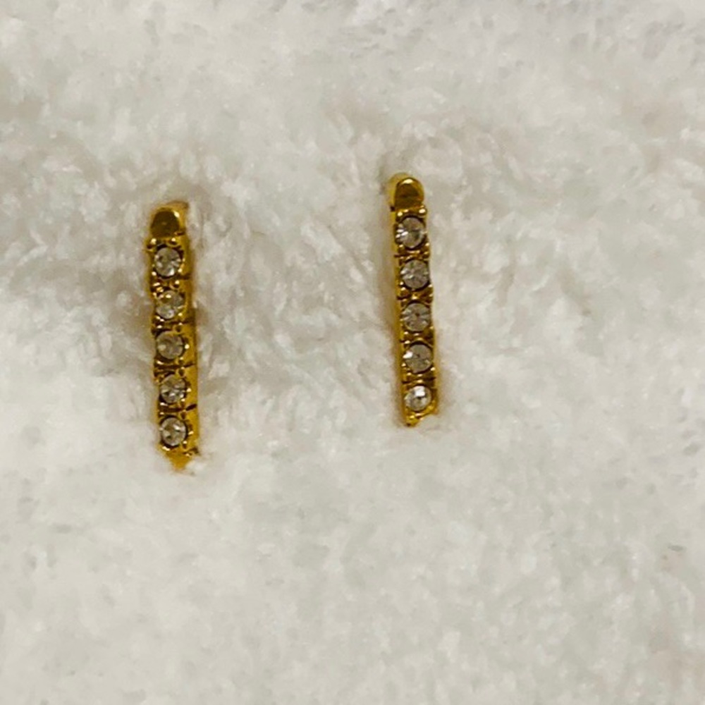 Vintage Gold Bar Rhinestone Earrings